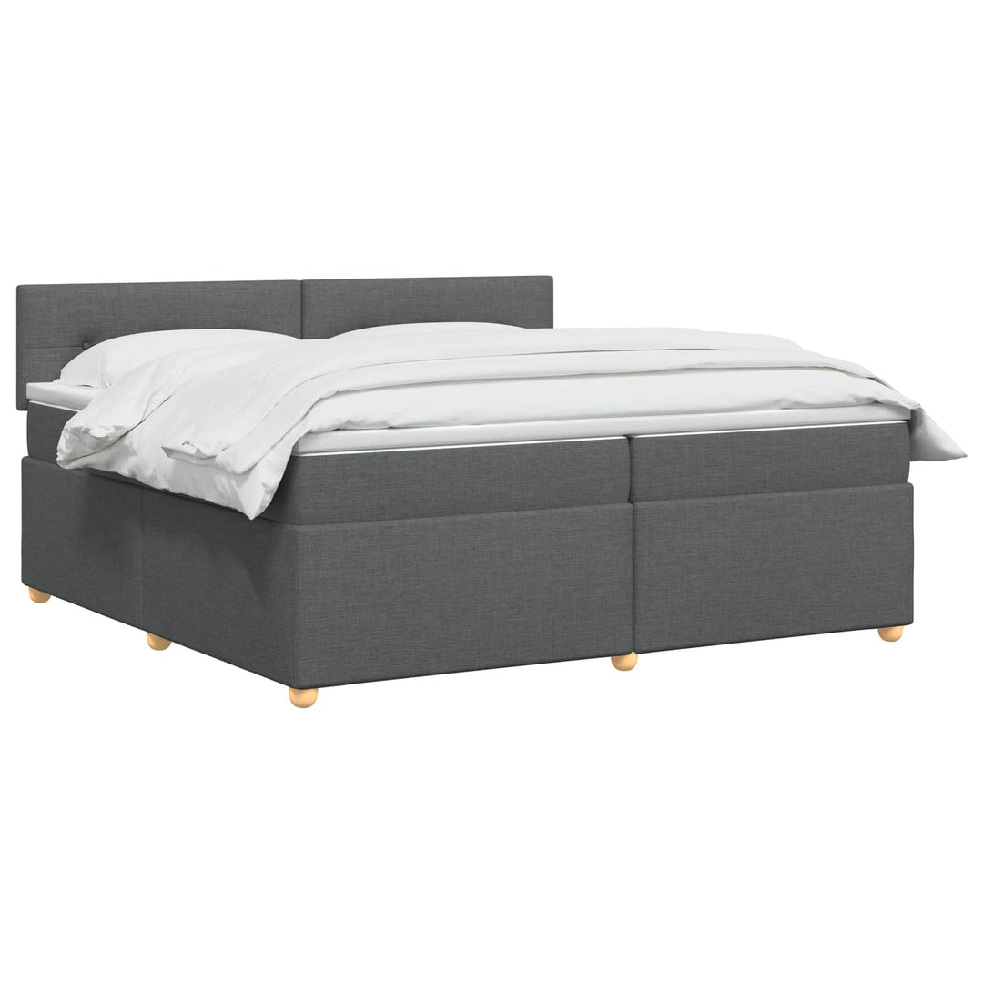 Boxmadras med topmadras Mørkegrå 200 x 200 cm Stof