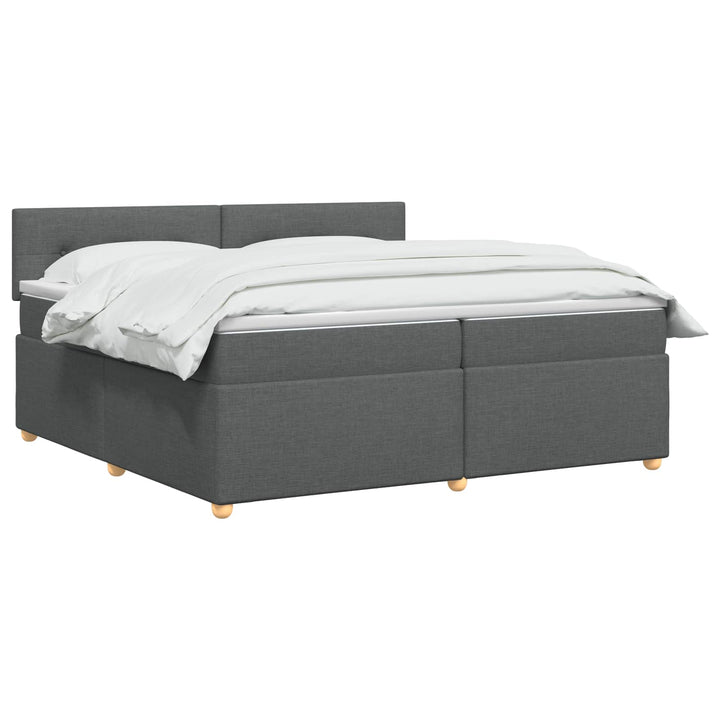 Boxmadras med topmadras Mørkegrå 200 x 200 cm Stof
