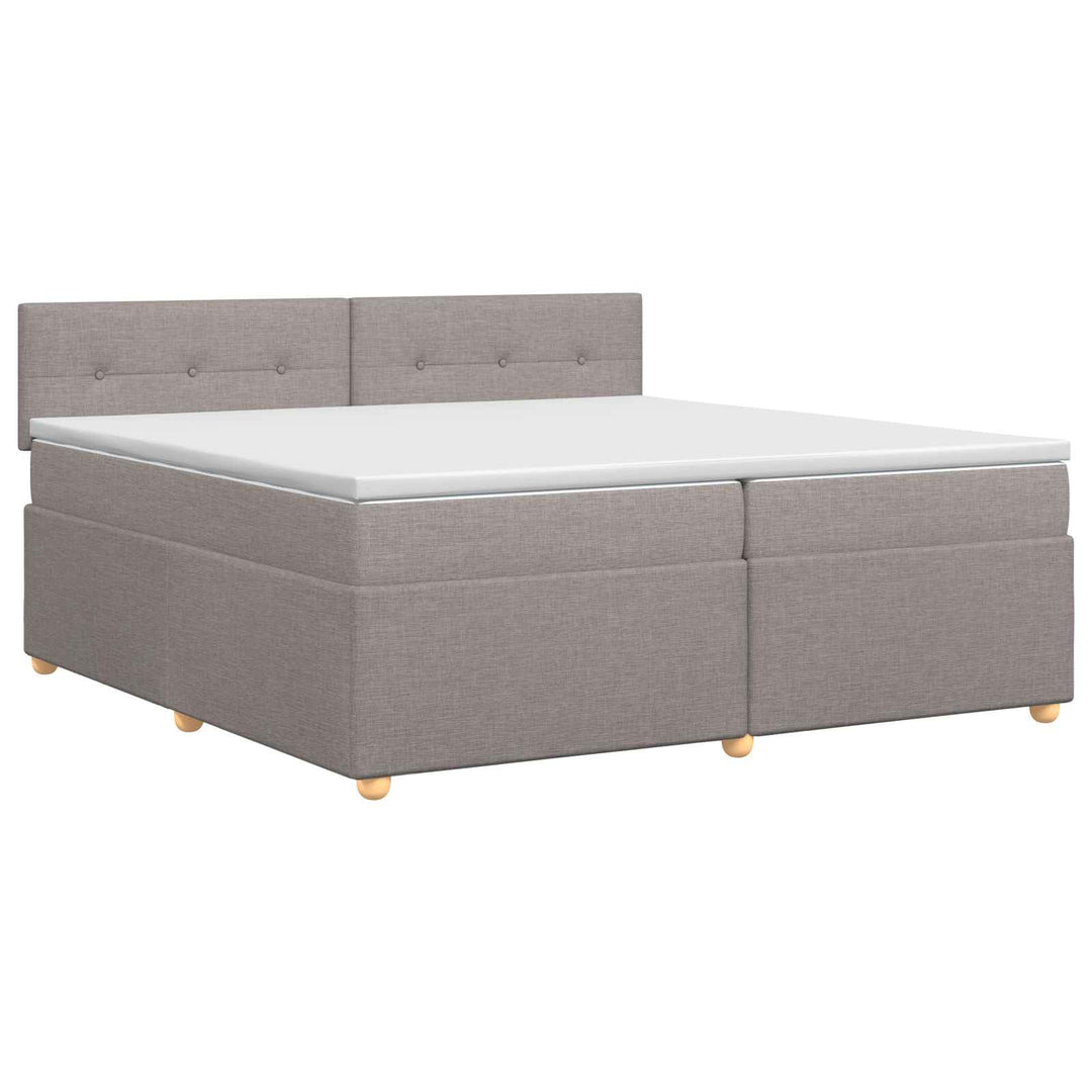Boxmadras med topmadras Gråbrun 200 x 200 cm Stof