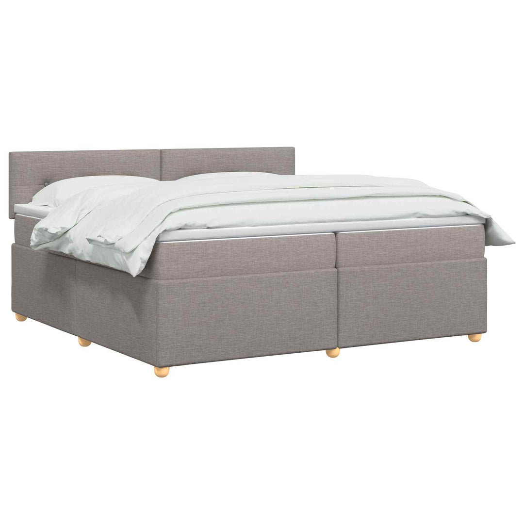 Boxmadras med topmadras Gråbrun 200 x 200 cm Stof