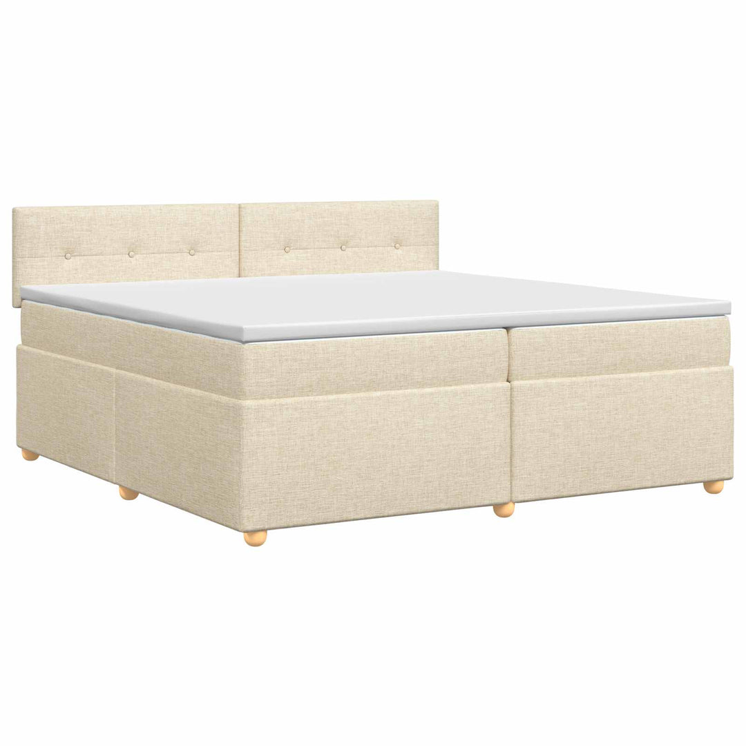 Boxmadras med topmadras Cremefarvet 200 x 200 cm Stof