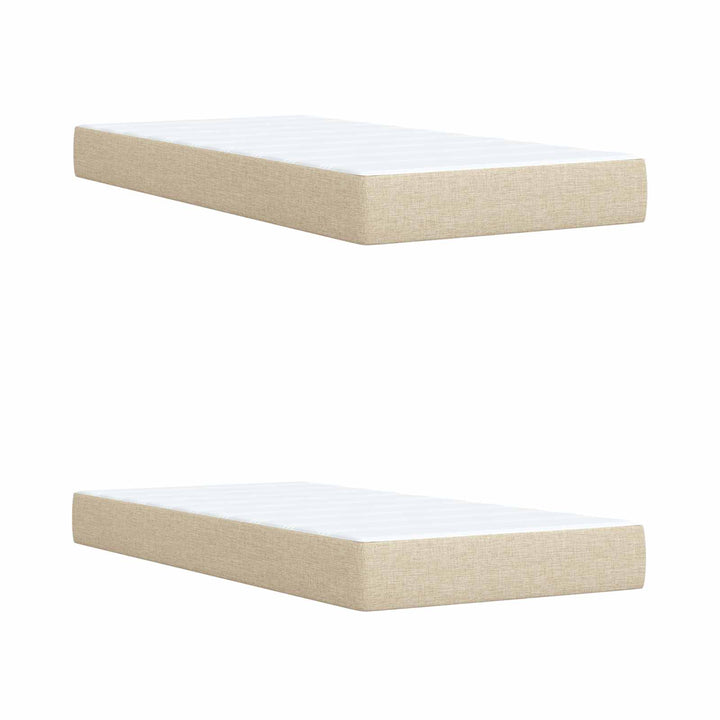 Boxmadras med topmadras Cremefarvet 200 x 200 cm Stof
