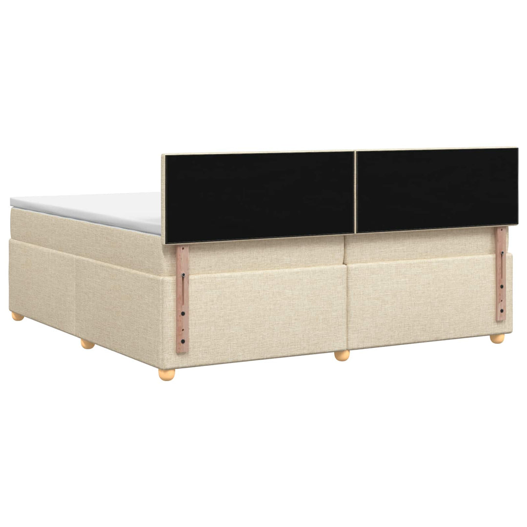 Boxmadras med topmadras Cremefarvet 200 x 200 cm Stof