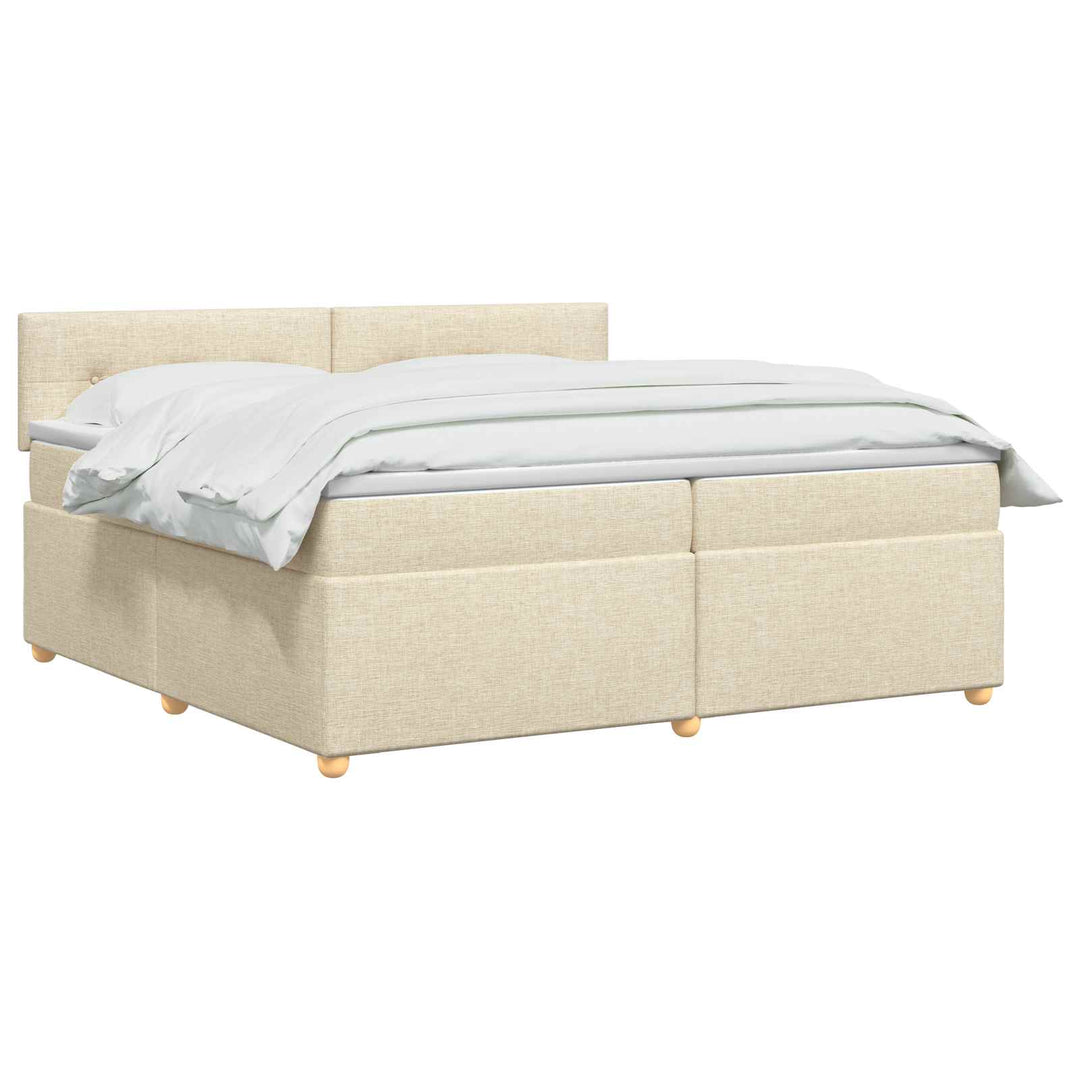 Boxmadras med topmadras Cremefarvet 200 x 200 cm Stof