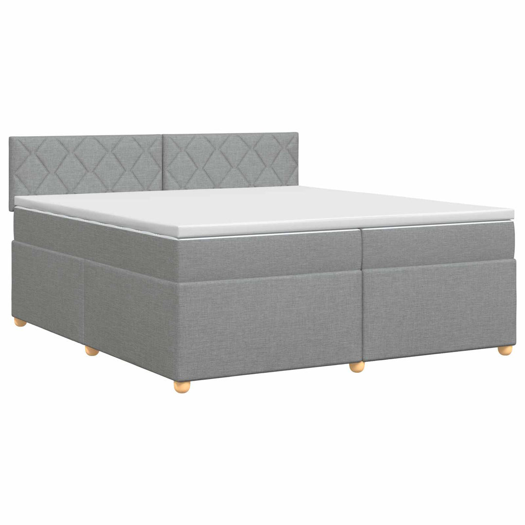 Boxmadras med topmadras Lysegrå 200 x 200 cm Stof