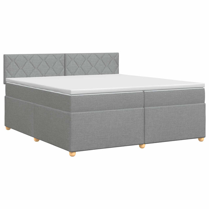 Boxmadras med topmadras Lysegrå 200 x 200 cm Stof