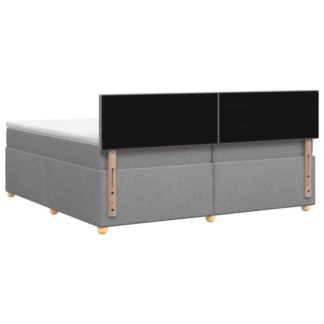 Boxmadras med topmadras Lysegrå 200 x 200 cm Stof