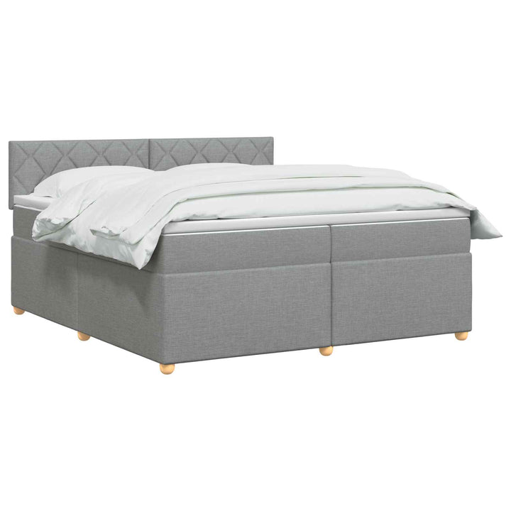 Boxmadras med topmadras Lysegrå 200 x 200 cm Stof
