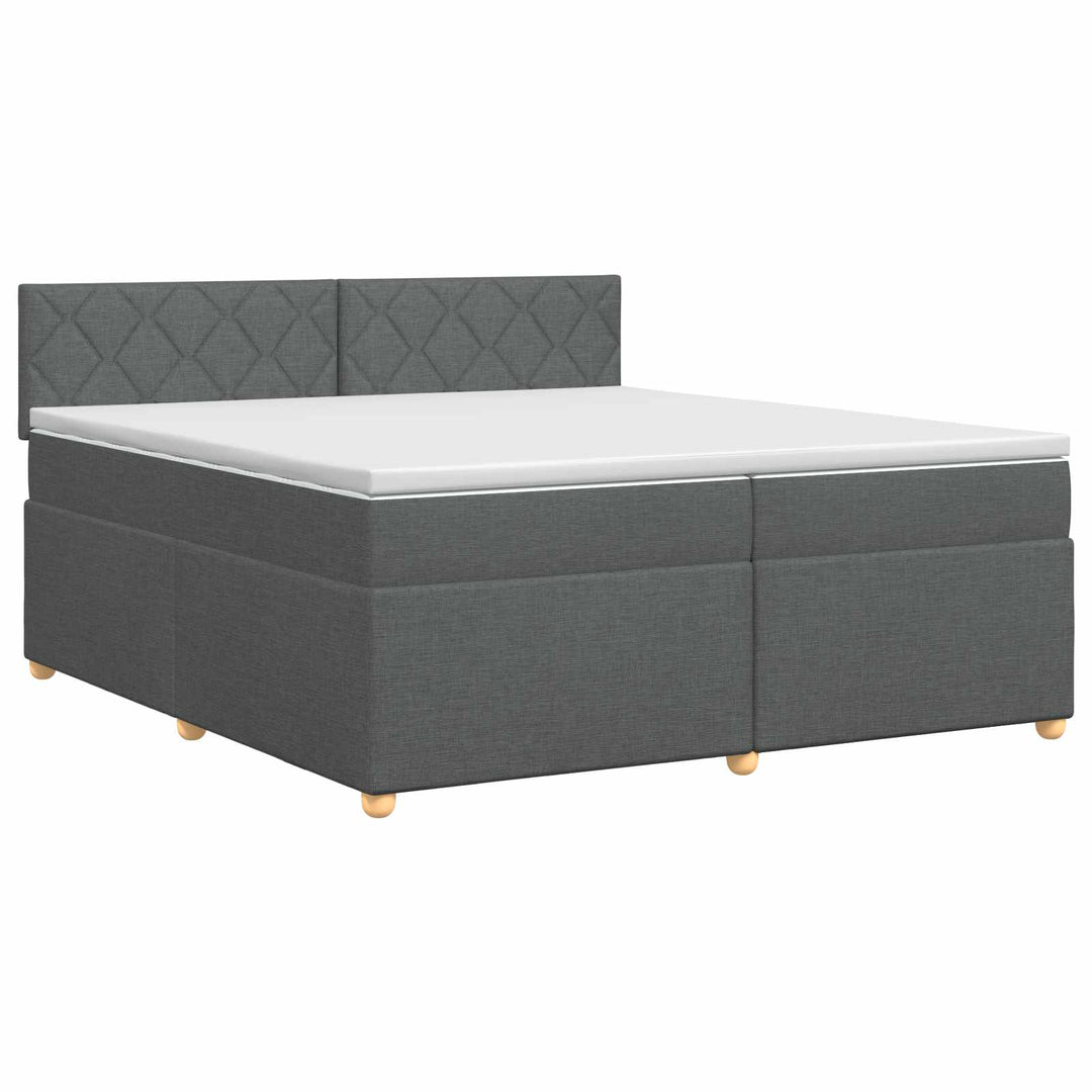 Boxmadras med topmadras Mørkegrå 200 x 200 cm Stof