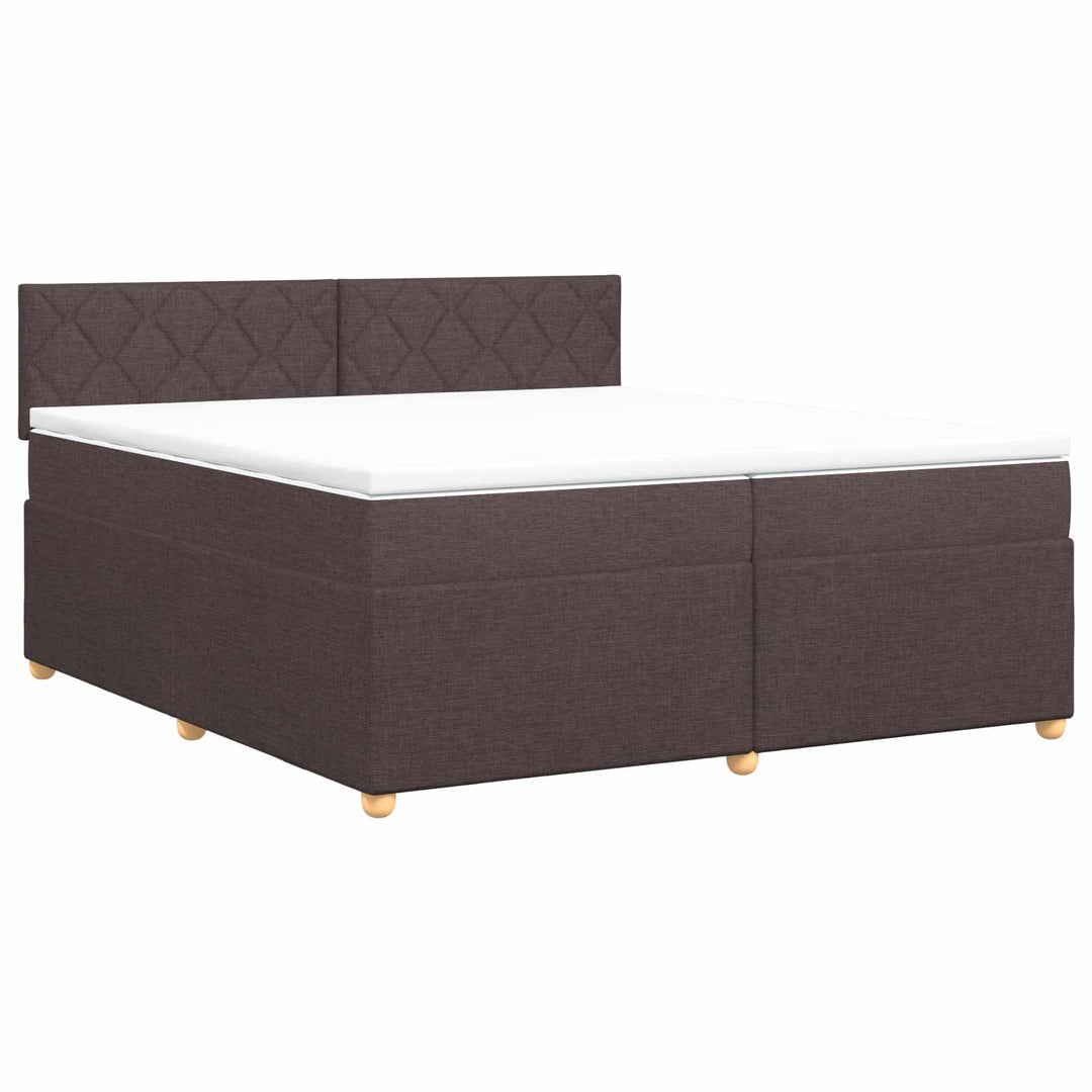 Boxmadras med topmadras Mørk Brun 200 x 200 cm Stof