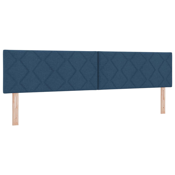 Boxmadras med topmadras med hovedgærde Blå 200 x 200 cm Stof