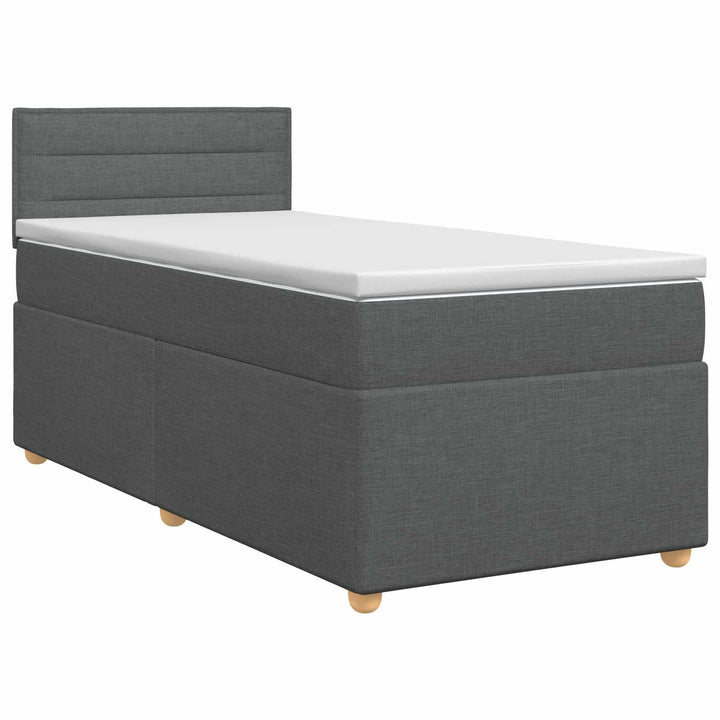 Boxmadras med topmadras Mørkegrå 90 x 190 cm Stof