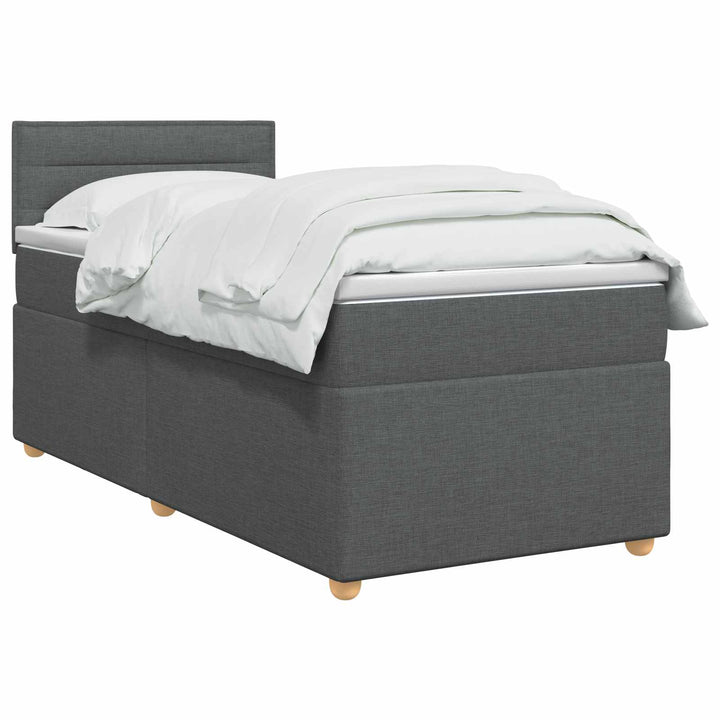 Boxmadras med topmadras Mørkegrå 90 x 190 cm Stof