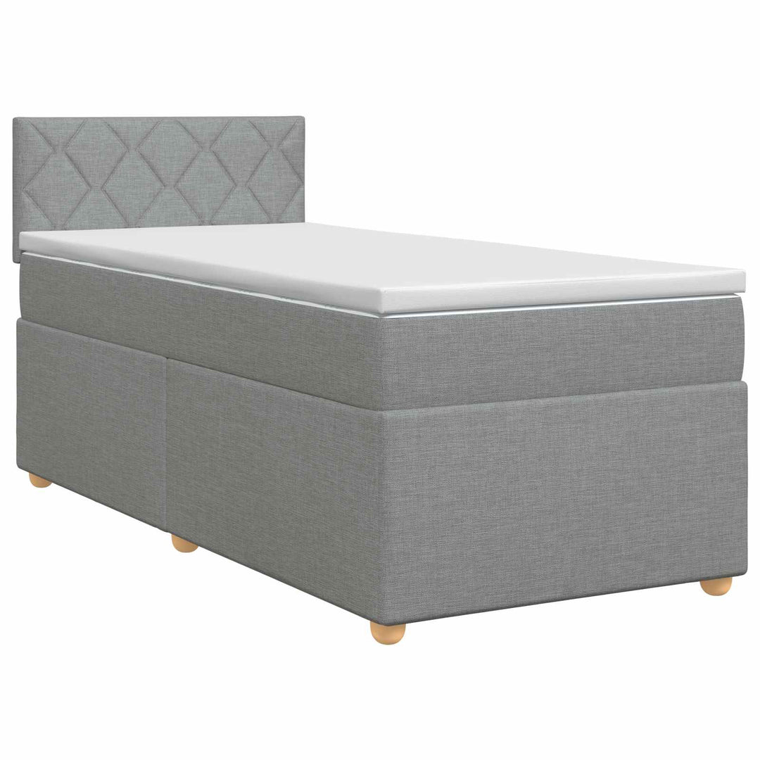 Boxmadras med topmadras med hovedgærde Lysegrå 90 x 190 cm Stof