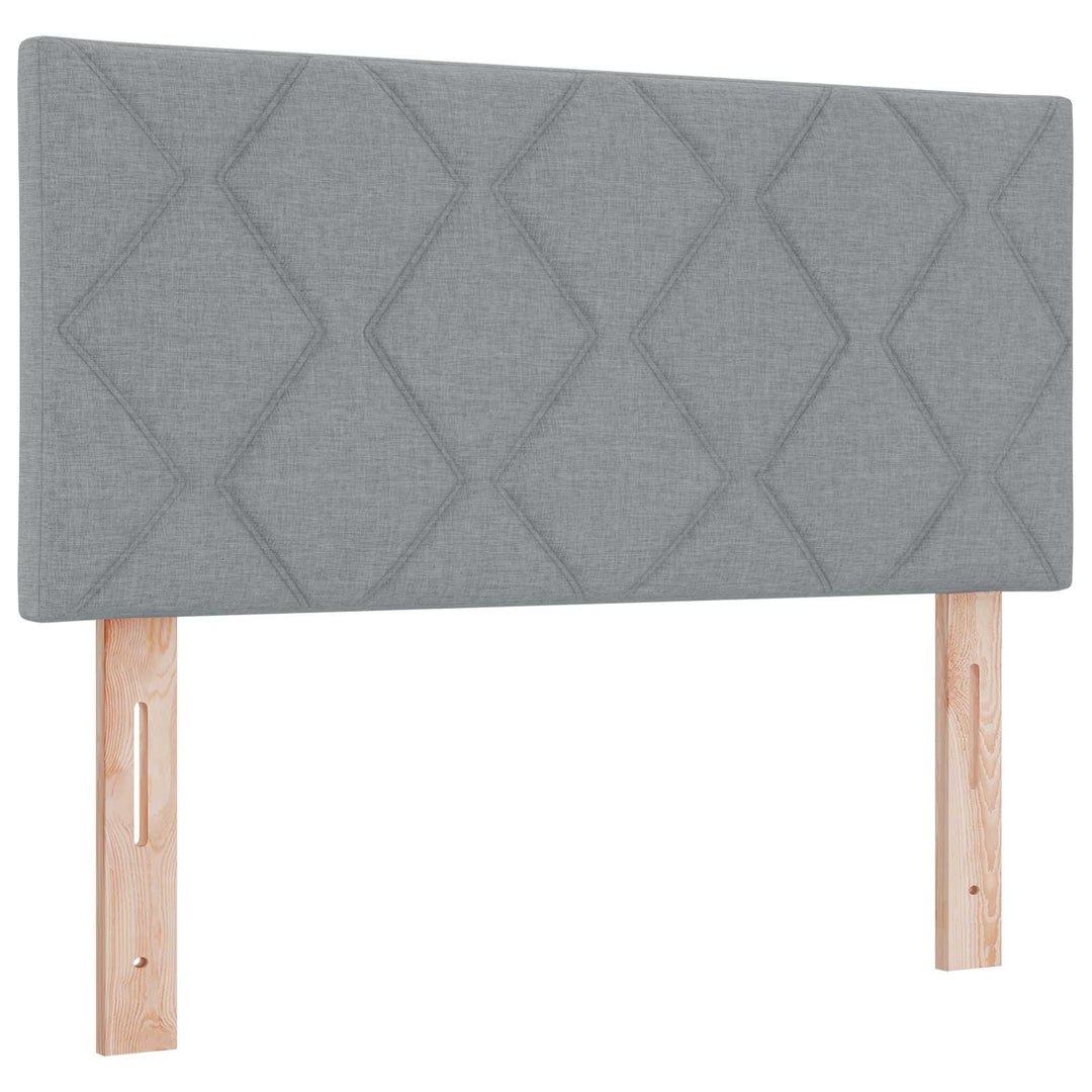Boxmadras med topmadras med hovedgærde Lysegrå 90 x 190 cm Stof