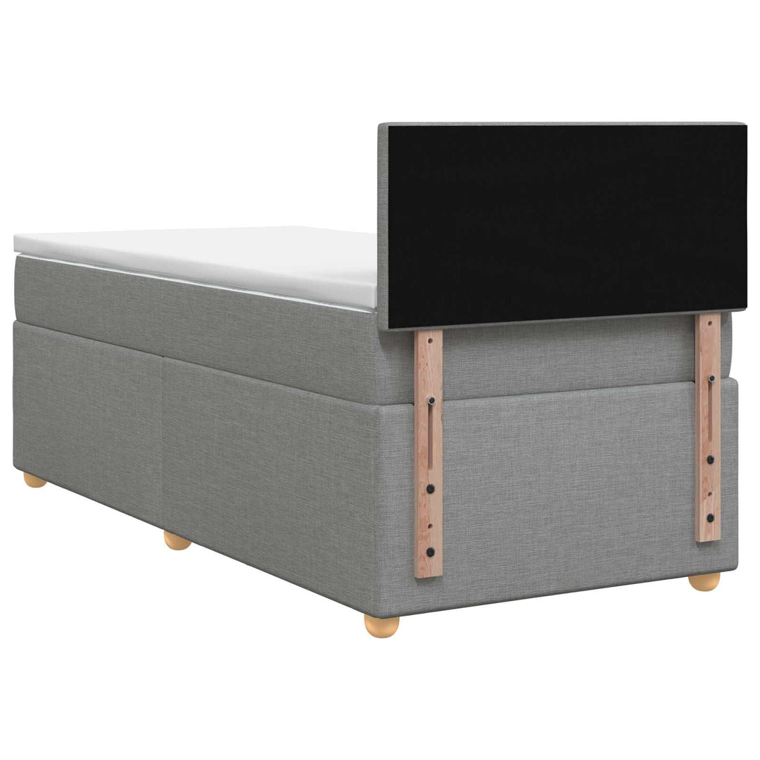 Boxmadras med topmadras med hovedgærde Lysegrå 90 x 190 cm Stof