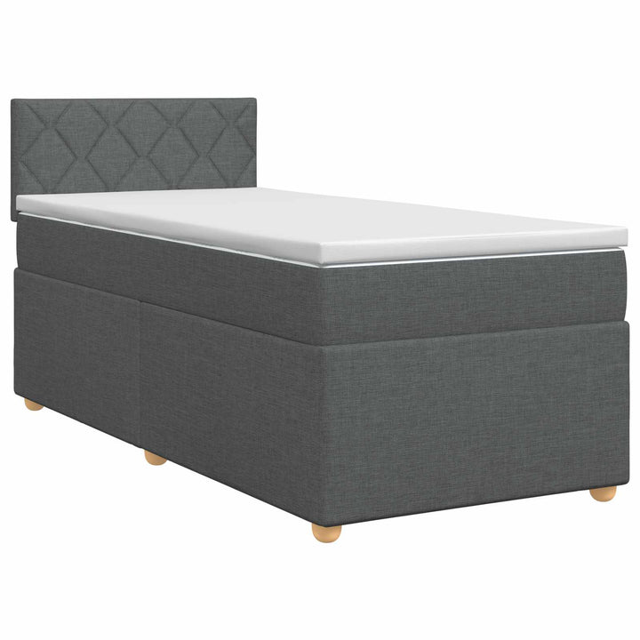 Boxmadras med topmadras Mørkegrå 90 x 190 cm Stof