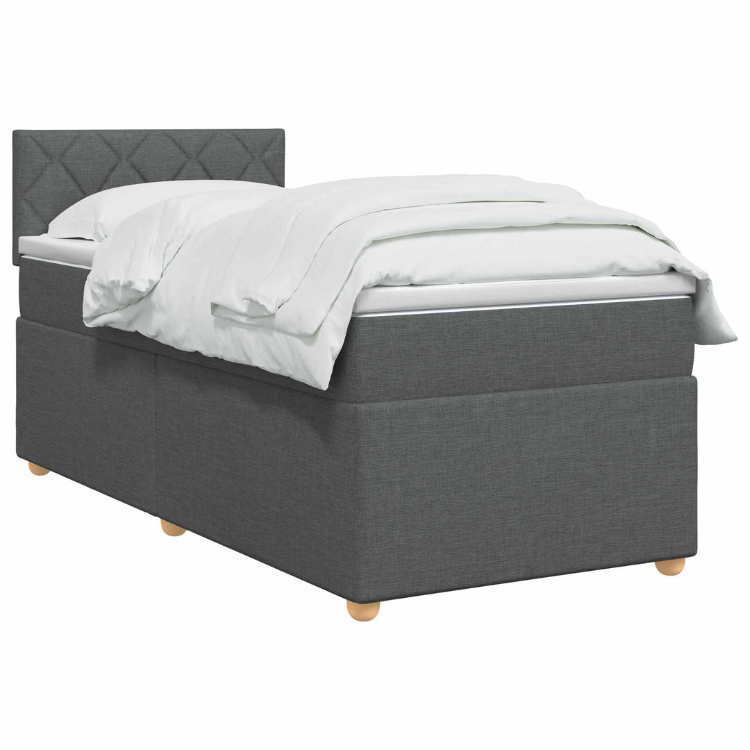 Boxmadras med topmadras Mørkegrå 90 x 190 cm Stof