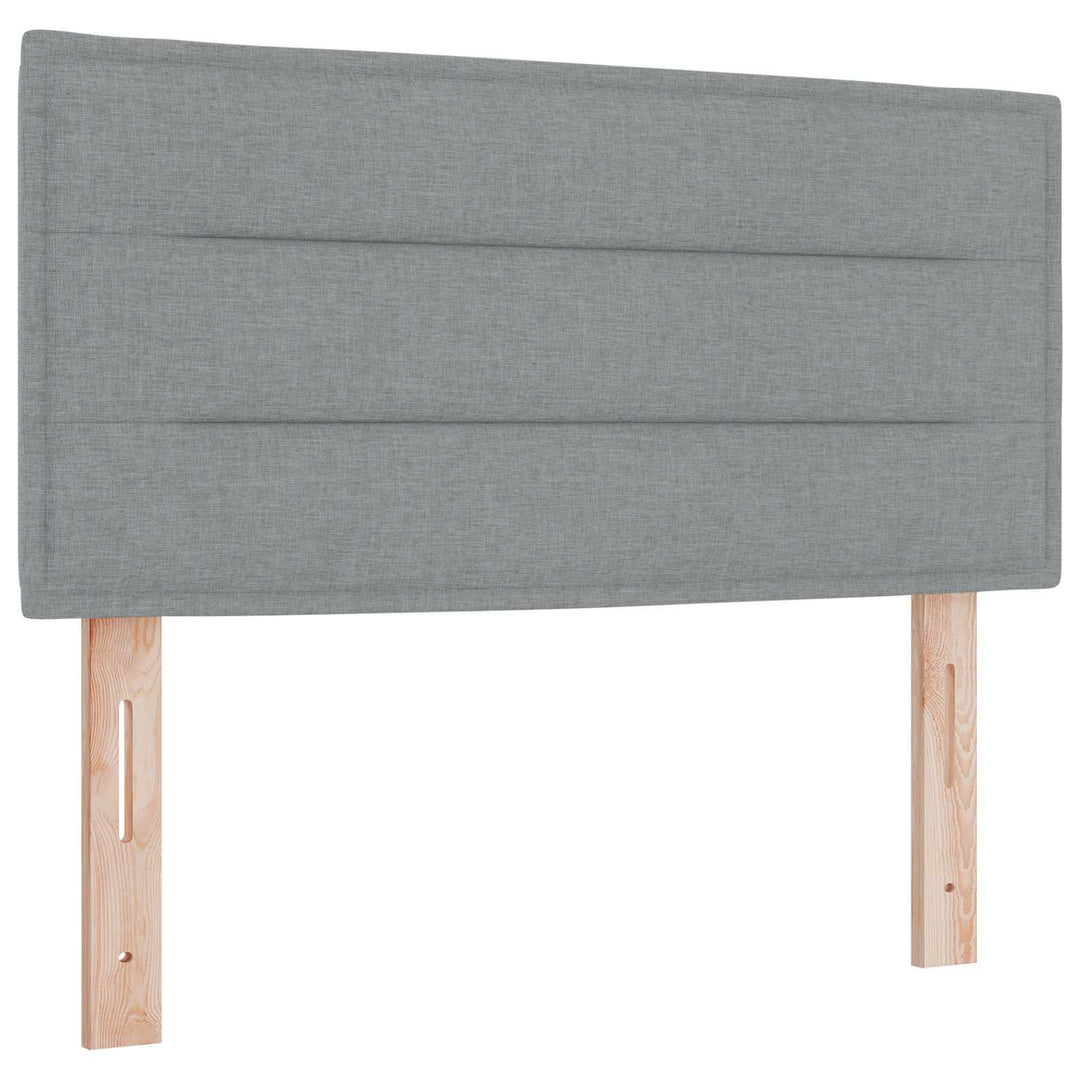Boxmadras med topmadras med hovedgærde Lysegrå 80 x 200 cm Stof
