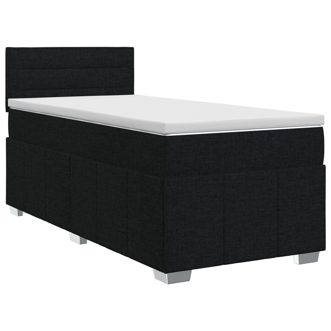 Boxmadras med topmadras med hovedgærde Sort 80 x 200 cm Stof