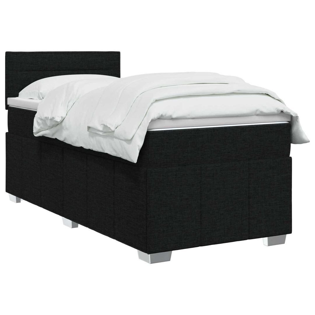 Boxmadras med topmadras med hovedgærde Sort 80 x 200 cm Stof