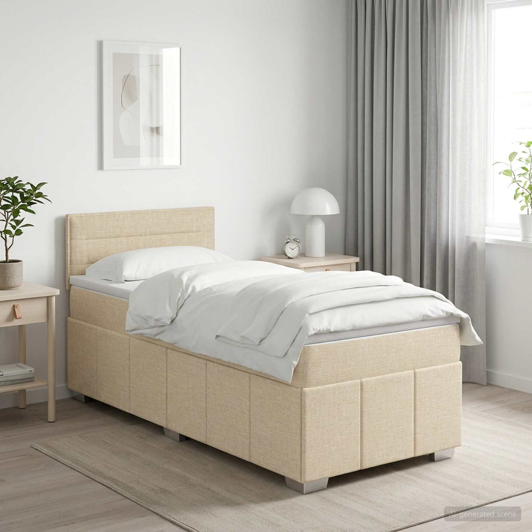 Boxmadras med topmadras Cremefarvet 100 x 200 cm Stof