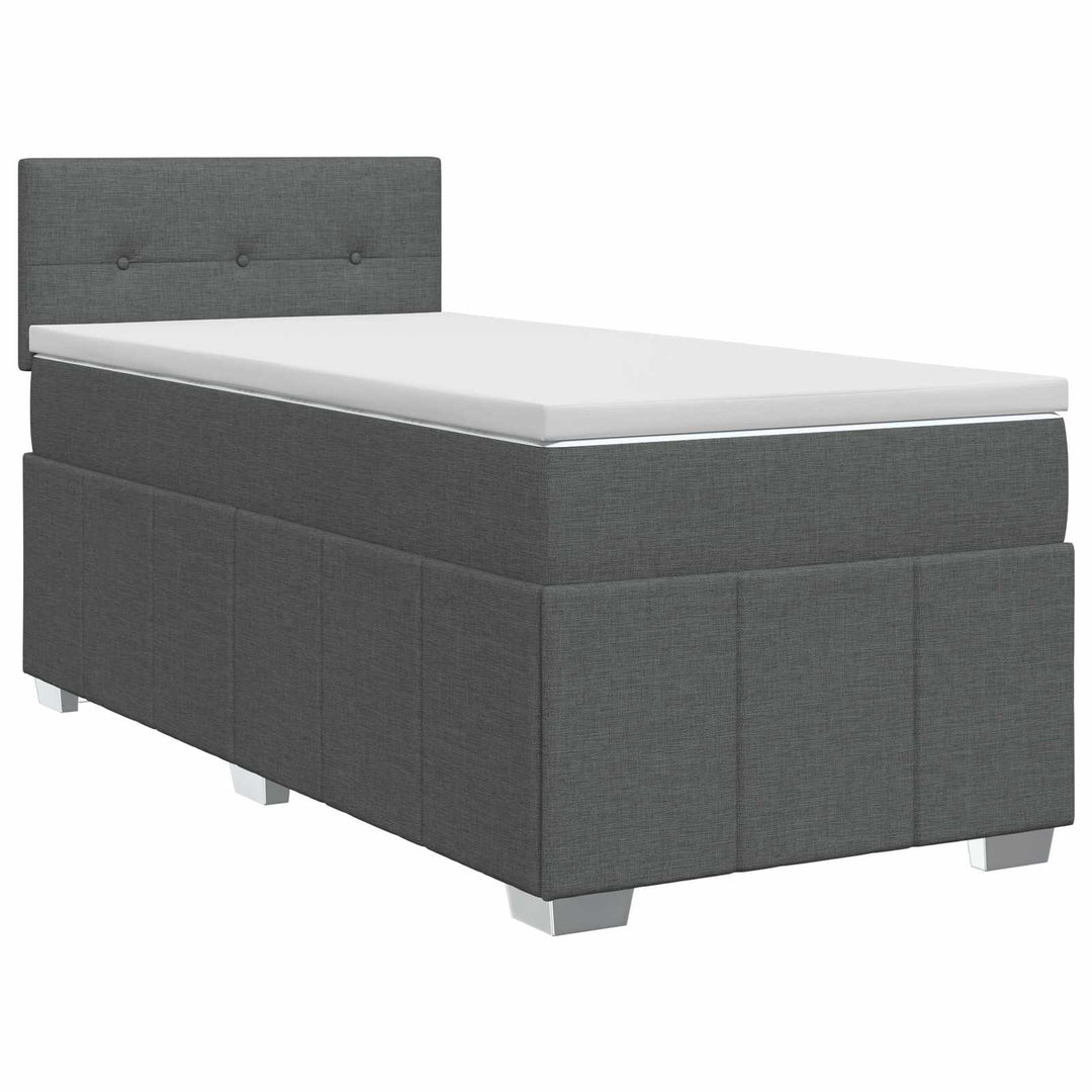 Boxmadras med topmadras Mørkegrå 80 x 200 cm Stof