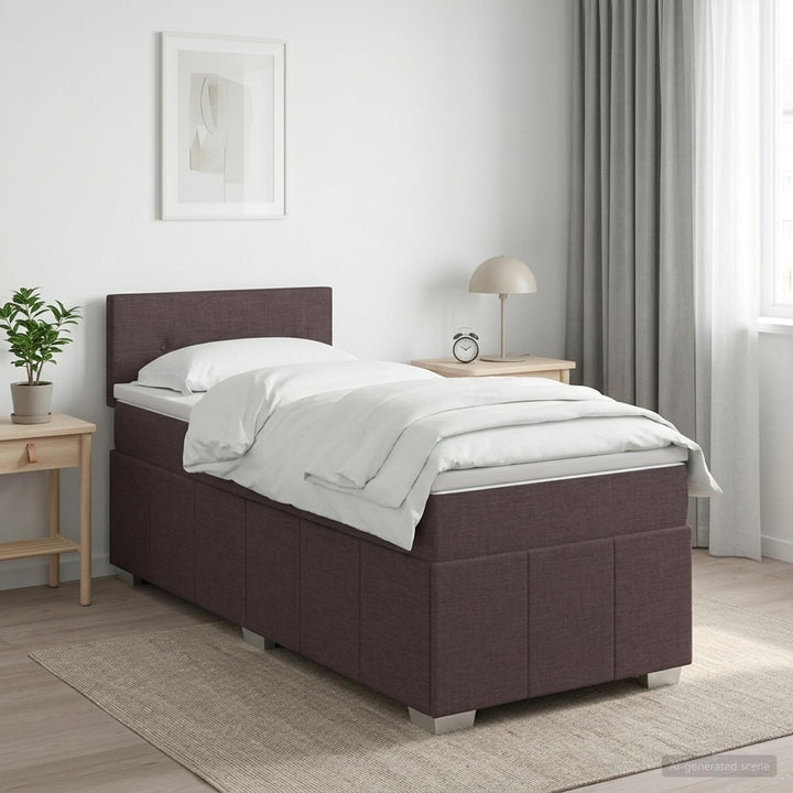 Boxmadras med topmadras Mørk Brun 100 x 200 cm Stof
