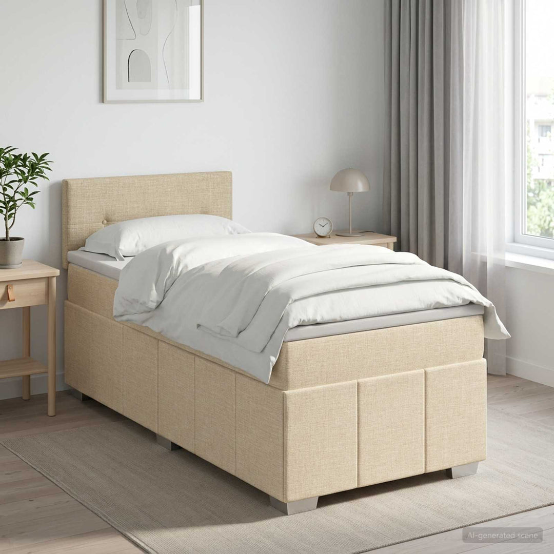 Boxmadras med topmadras Cremefarvet 100 x 200 cm Stof