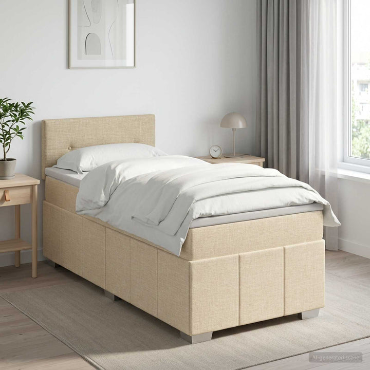 Boxmadras med topmadras Cremefarvet 100 x 200 cm Stof