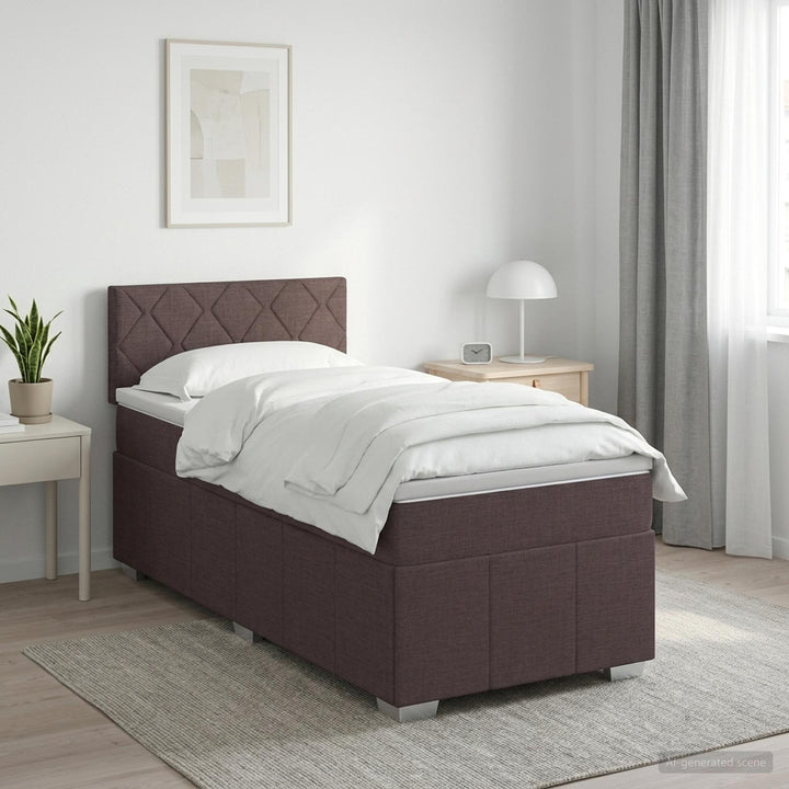 Boxmadras med topmadras Mørk Brun 90 x 200 cm Stof