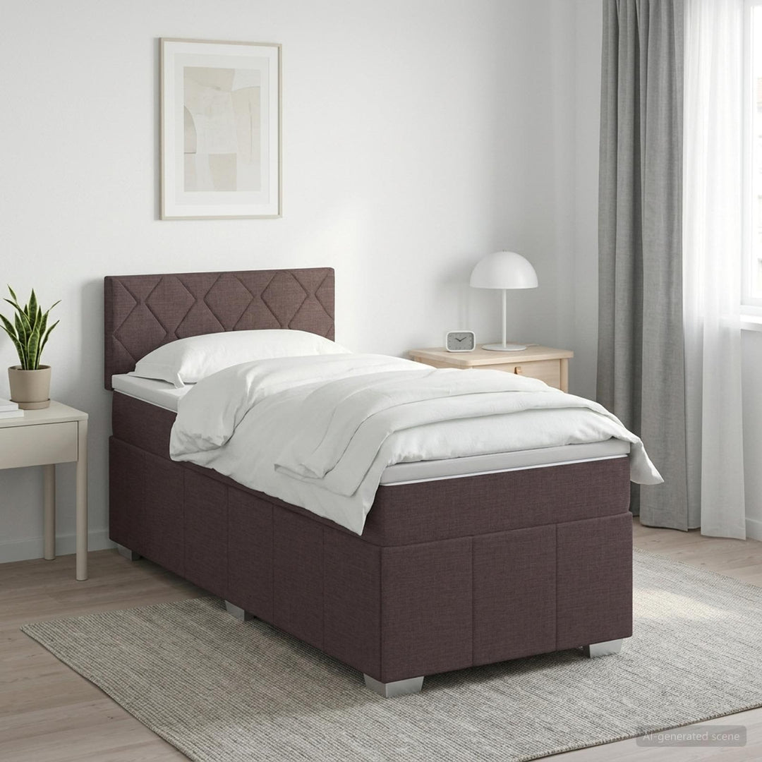 Boxmadras med topmadras Mørk Brun 100 x 200 cm Stof