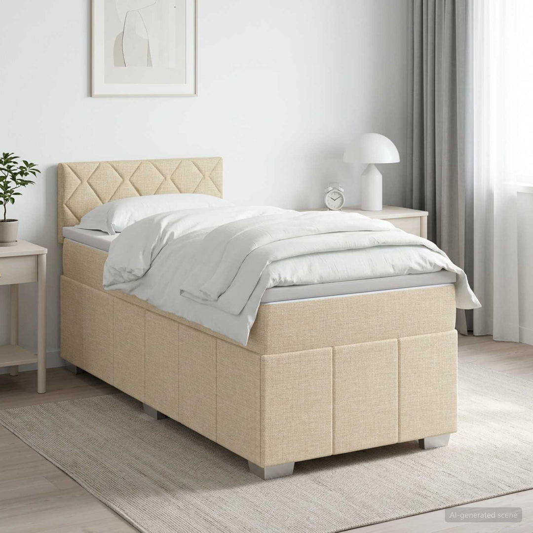 Boxmadras med topmadras Cremefarvet 100 x 200 cm Stof