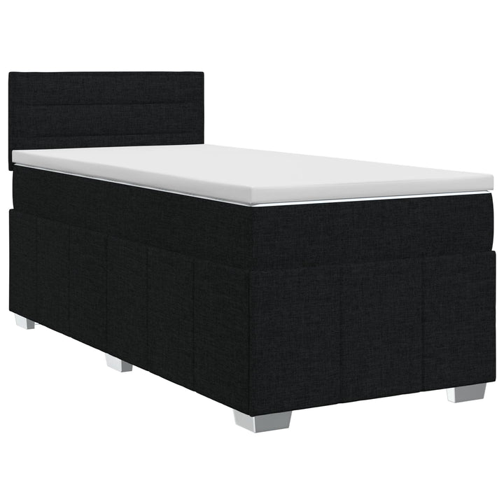 Boxmadras med topmadras med hovedgærde Sort 90 x 190 cm Stof