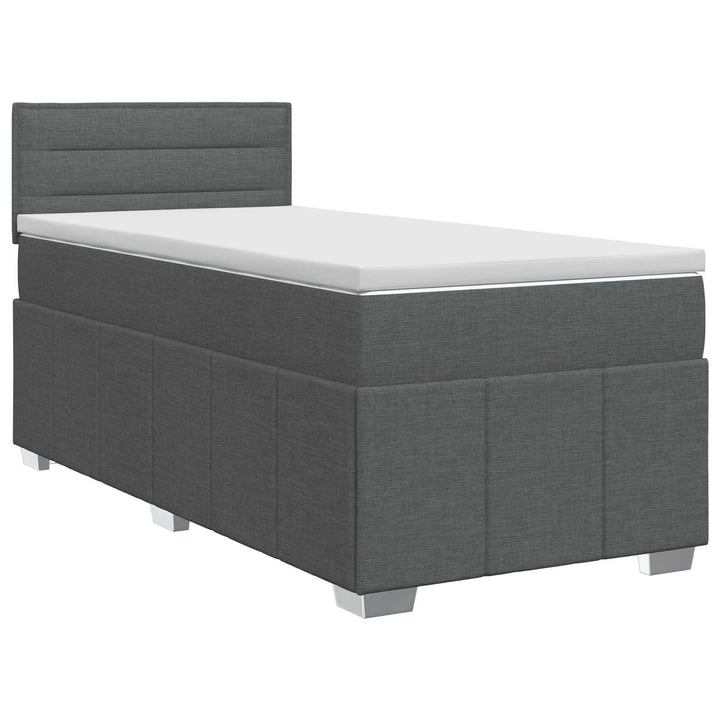 Boxmadras med topmadras Mørkegrå 90 x 200 cm Stof