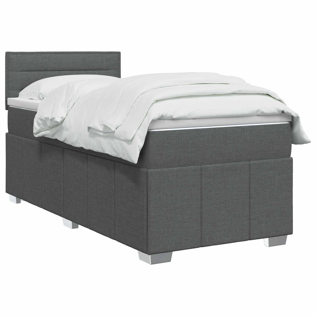 Boxmadras med topmadras Mørkegrå 90 x 200 cm Stof