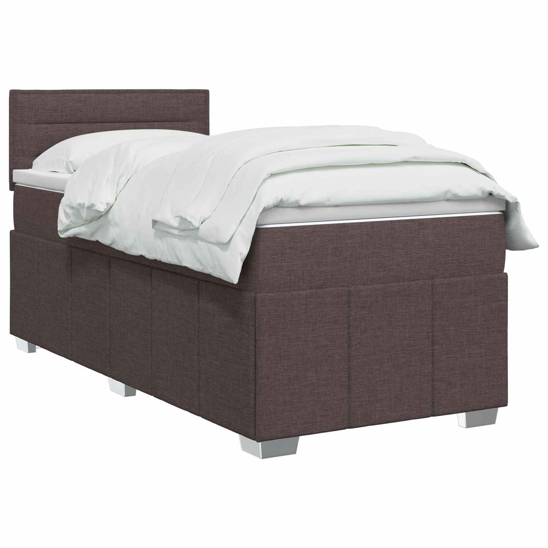 Boxmadras med topmadras Mørk Brun 90 x 200 cm Stof
