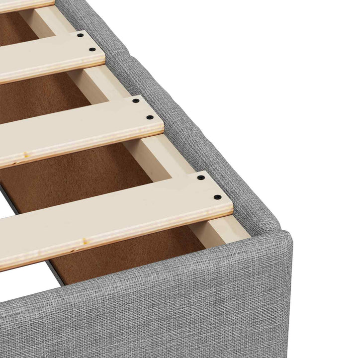 Boxmadras med topmadras med hovedgærde Lysegrå 90 x 200 cm Stof