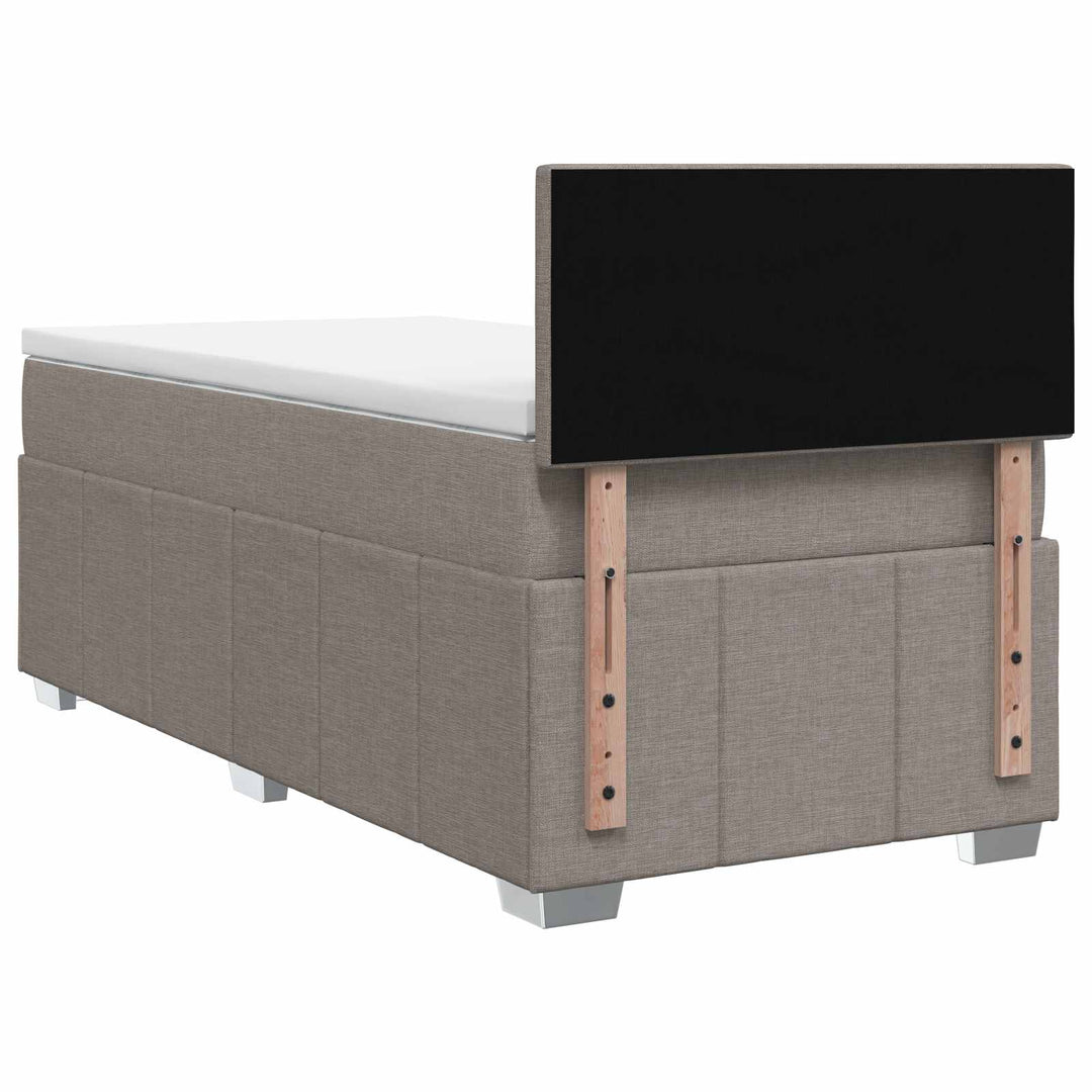 Boxmadras med topmadras med hovedgærde Gråbrun 90 x 200 cm Stof