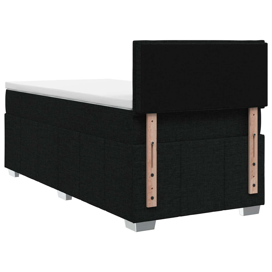 Boxmadras med topmadras med hovedgærde Sort 100 x 200 cm Stof