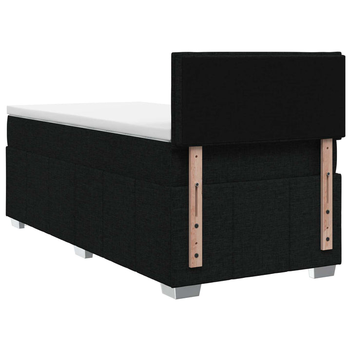 Boxmadras med topmadras med hovedgærde Sort 100 x 200 cm Stof
