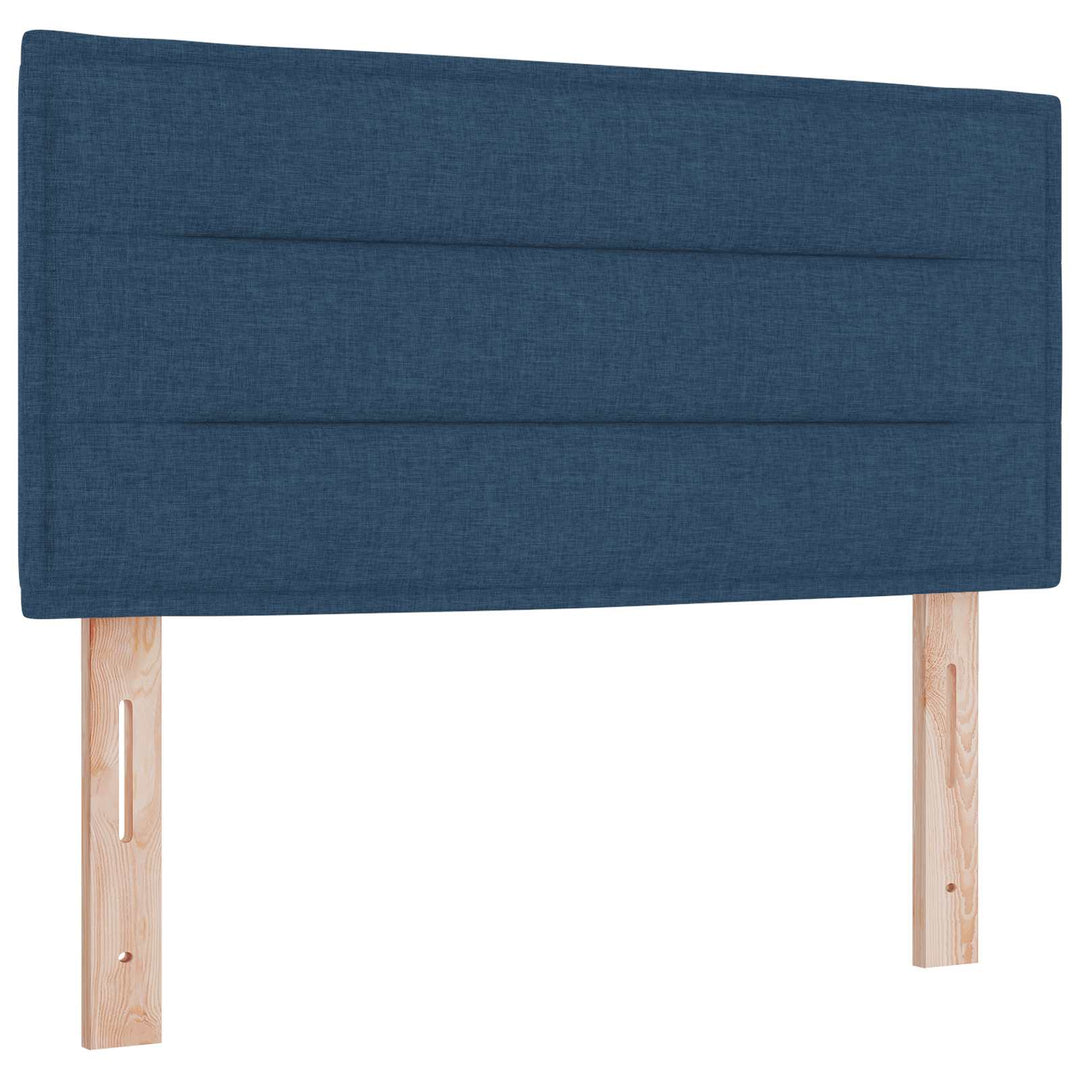 Boxmadras med topmadras med hovedgærde Blå 100 x 200 cm Stof