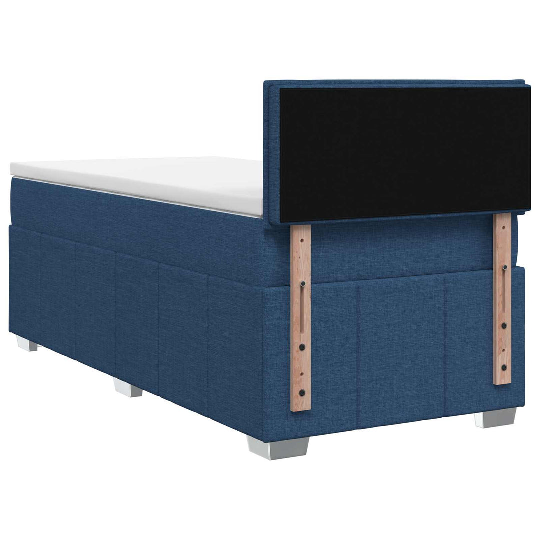 Boxmadras med topmadras med hovedgærde Blå 100 x 200 cm Stof