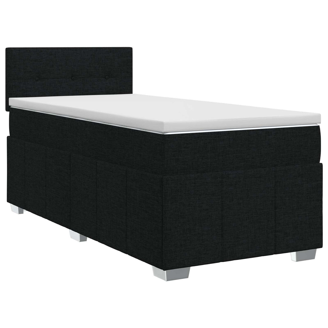 Boxmadras med topmadras med hovedgærde Sort 100 x 200 cm Stof