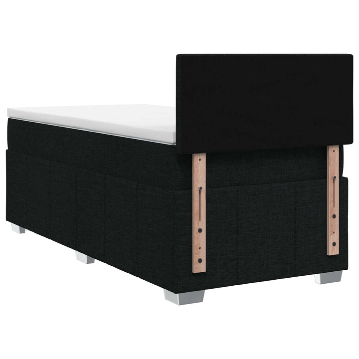 Boxmadras med topmadras med hovedgærde Sort 100 x 200 cm Stof