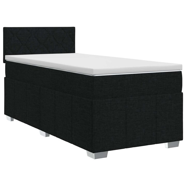 Boxmadras med topmadras med hovedgærde Sort 100 x 200 cm Stof