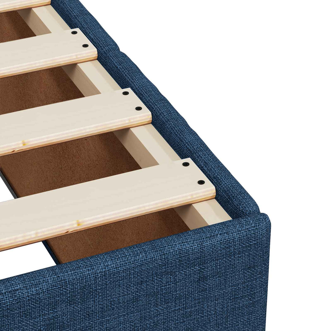 Boxmadras med topmadras med hovedgærde Blå 100 x 200 cm Stof