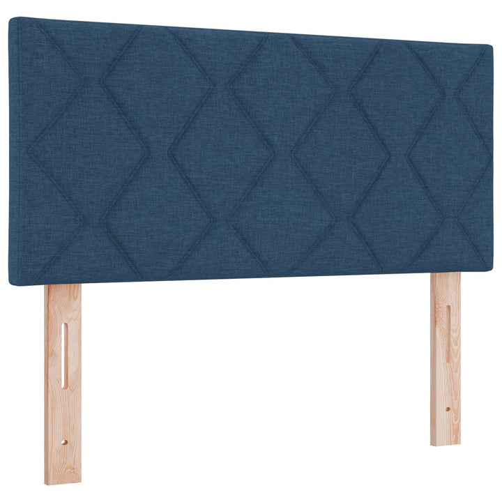 Boxmadras med topmadras med hovedgærde Blå 100 x 200 cm Stof