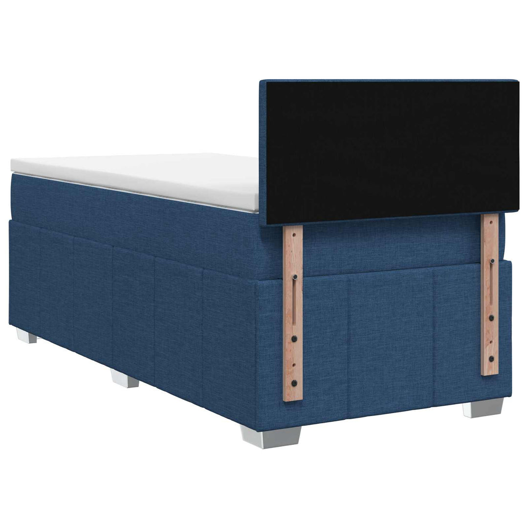 Boxmadras med topmadras med hovedgærde Blå 100 x 200 cm Stof