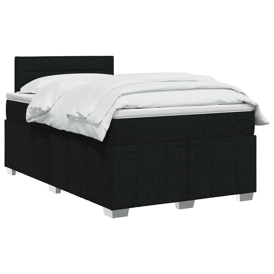 Boxmadras med topmadras med hovedgærde Sort 120 x 190 cm Stof